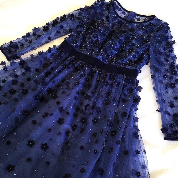 Mac Duggal Floral Velvet Embellished Fit And Flare Cocktail Dress - Picture 4 of 9